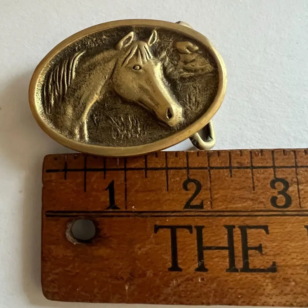 Vintage Belt Buckle Brass Horse Head BTS Equestrian